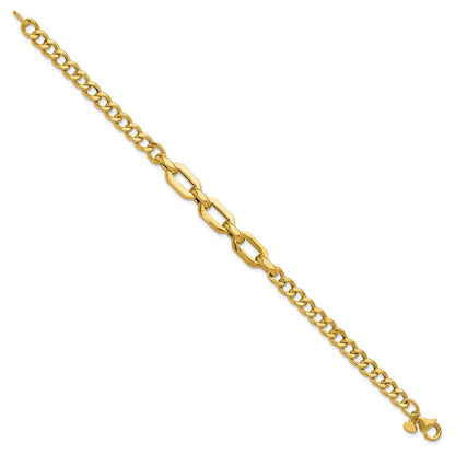 14K Gelbgold Poliert Fantasieglieder Armband