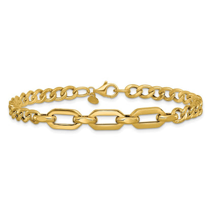 14K Gelbgold Poliert Fantasieglieder Armband