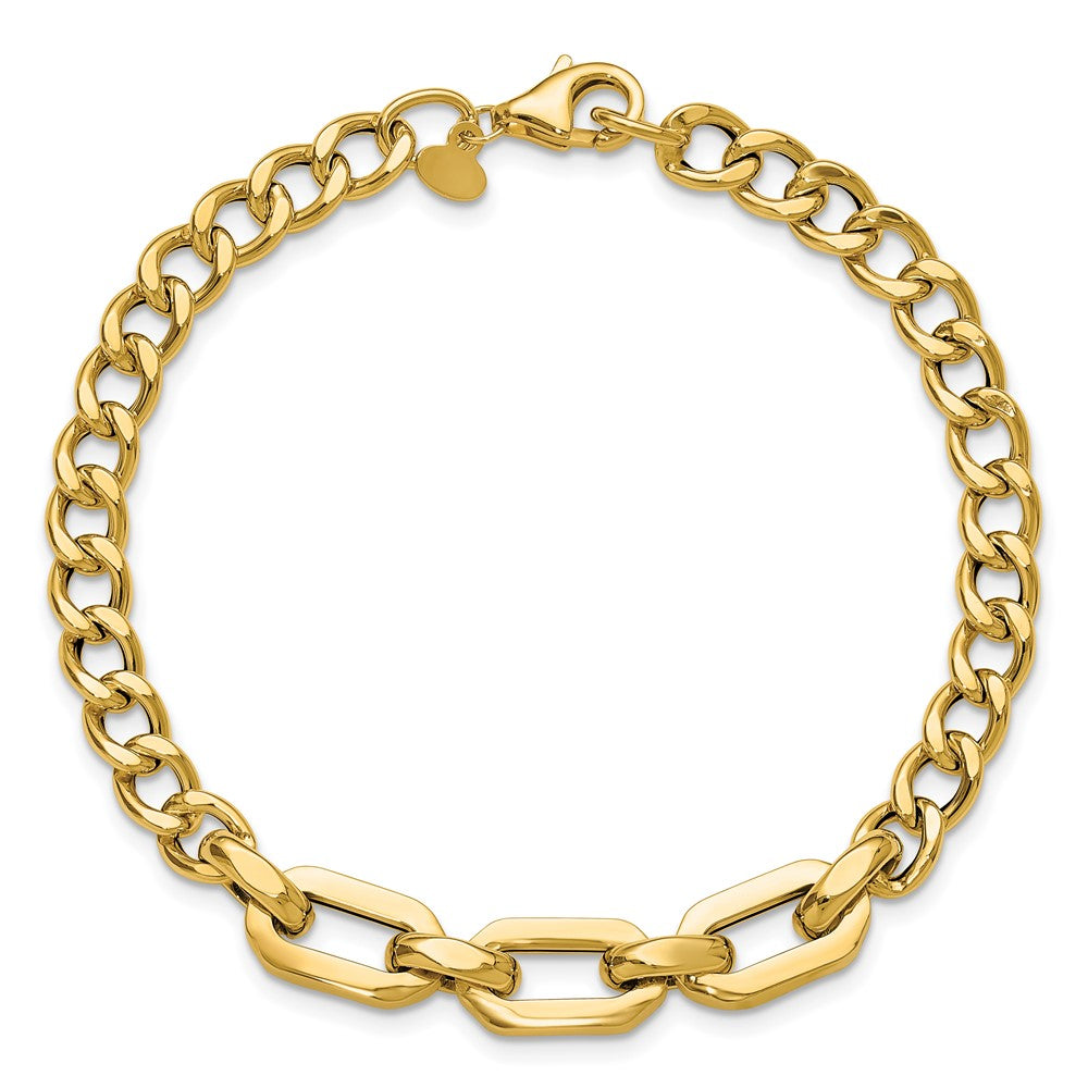 14K Gelbgold Poliert Fantasieglieder Armband