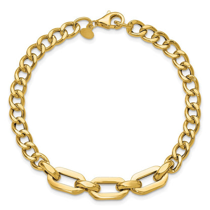 14K Gelbgold Poliert Fantasieglieder Armband