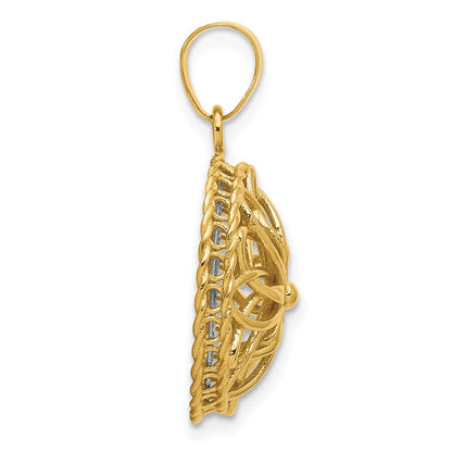 14K Bicolor Poliert und Diamantiert Fantasie Anhänger