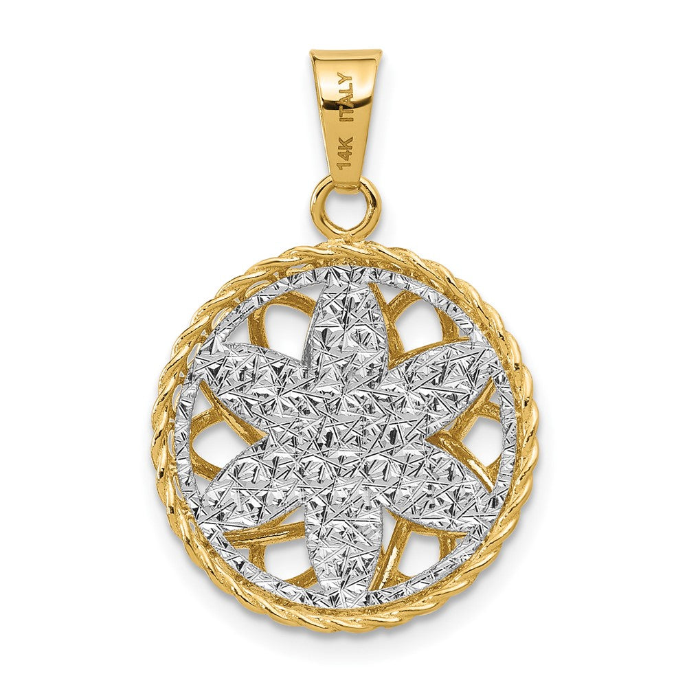 14K Bicolor Poliert und Diamantiert Fantasie Anhänger