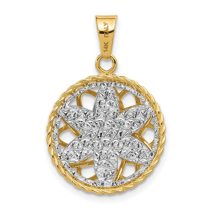 14K Bicolor Poliert und Diamantiert Fantasie Anhänger