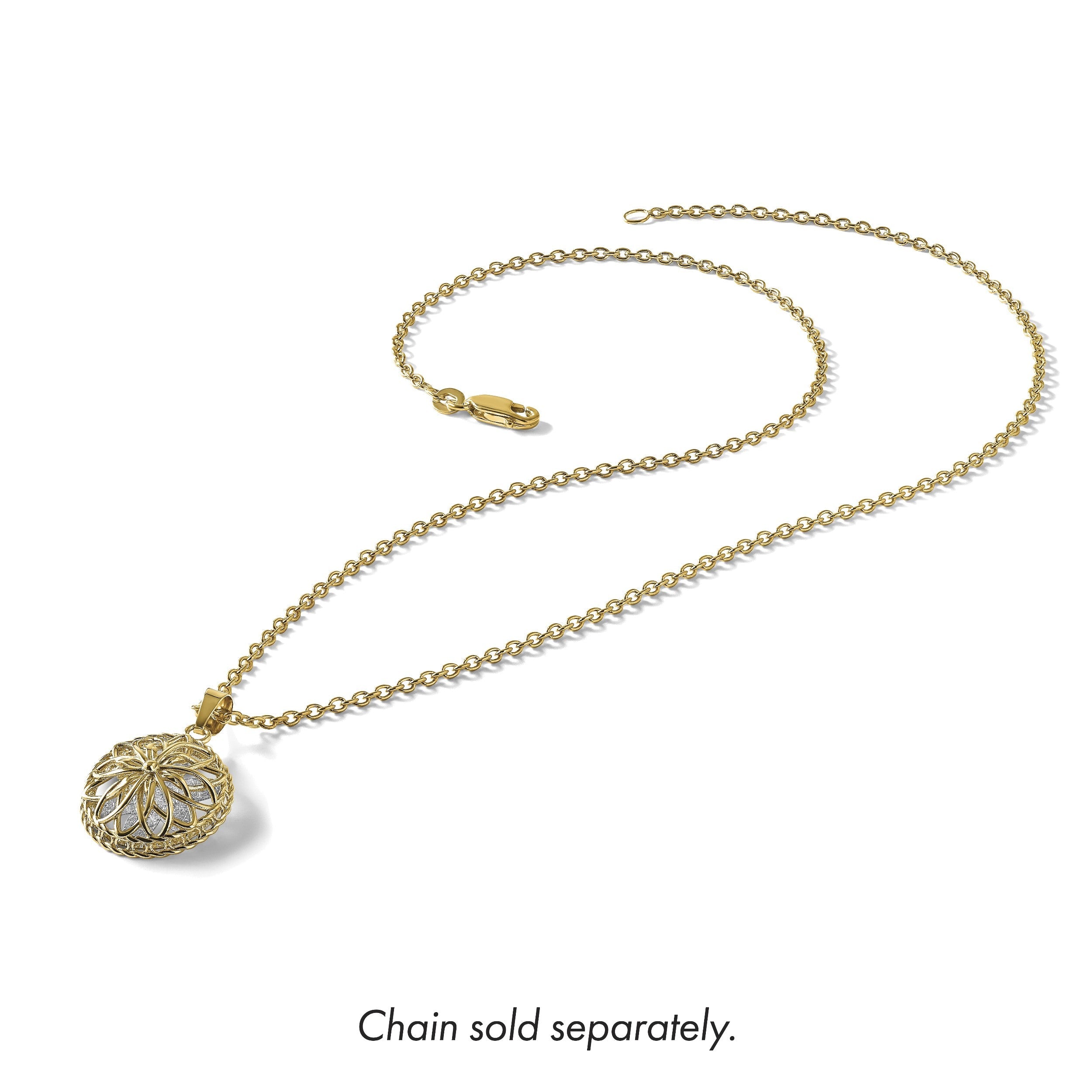 14K Bicolor Poliert und Diamantiert Fantasie Anhänger