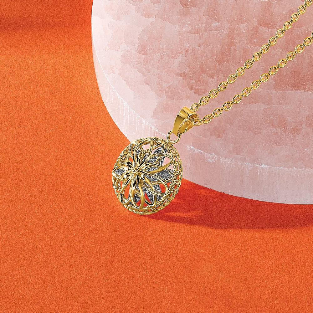 14K Bicolor Poliert und Diamantiert Fantasie Anhänger