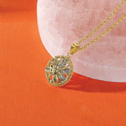 14K Bicolor Poliert und Diamantiert Fantasie Anhänger