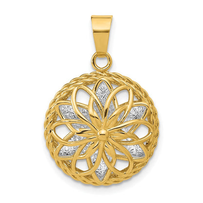 14K Bicolor Poliert und Diamantiert Fantasie Anhänger