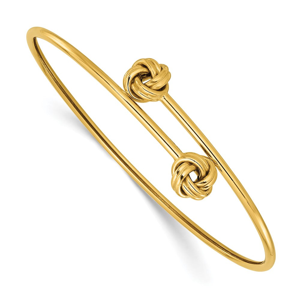 14K Gelbgold Poliert Knoten Flexibel Bypass Armreif