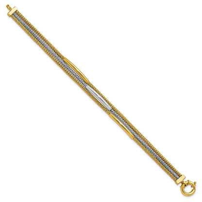 14K Gelbgold Rhodium Poliert Bars Netz Multi Strang Gliederarmband