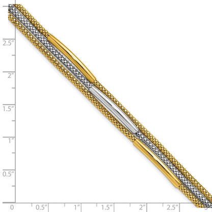 14K Gelbgold Rhodium Poliert Bars Netz Multi Strang Gliederarmband