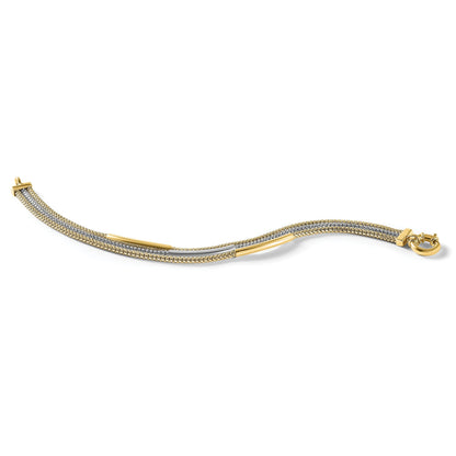 14K Gelbgold Rhodium Poliert Bars Netz Multi Strang Gliederarmband