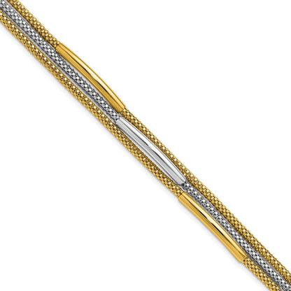 14K Gelbgold Rhodium Poliert Bars Netz Multi Strang Gliederarmband