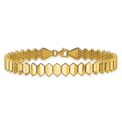 14K Gelbgold Poliert Fantasie Geometric Glieder Armband