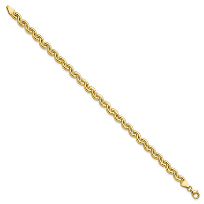 14K Gelbgold Poliert Fantasie Welle Glieder Armband