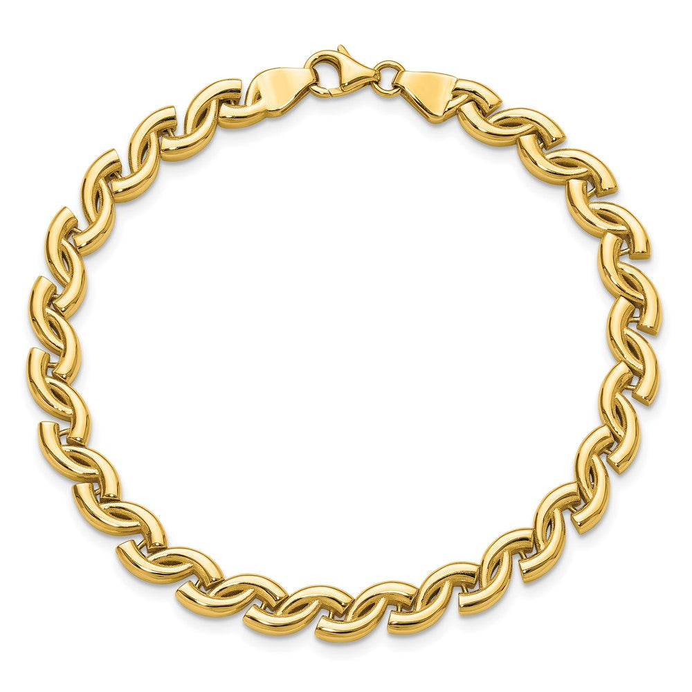 14K Gelbgold Poliert Fantasie Welle Glieder Armband