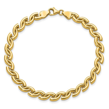 14K Gelbgold Poliert Fantasie Welle Glieder Armband