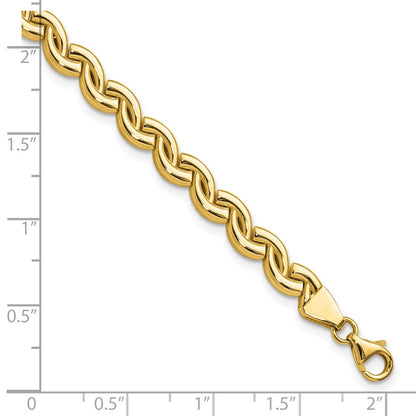 14K Gelbgold Poliert Fantasie Welle Glieder Armband