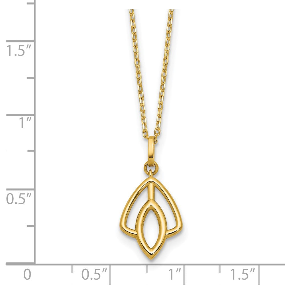 14K Gelbgold Poliert Blumen Anhänger Halskette