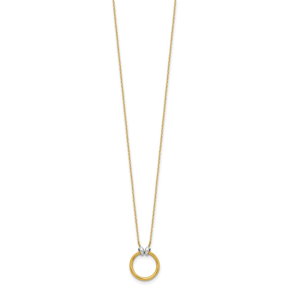14K Gelbgold mit Rhodium Poliert Kreis Halskette