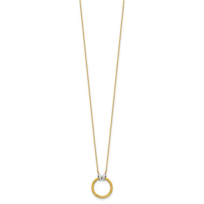 14K Gelbgold mit Rhodium Poliert Kreis Halskette