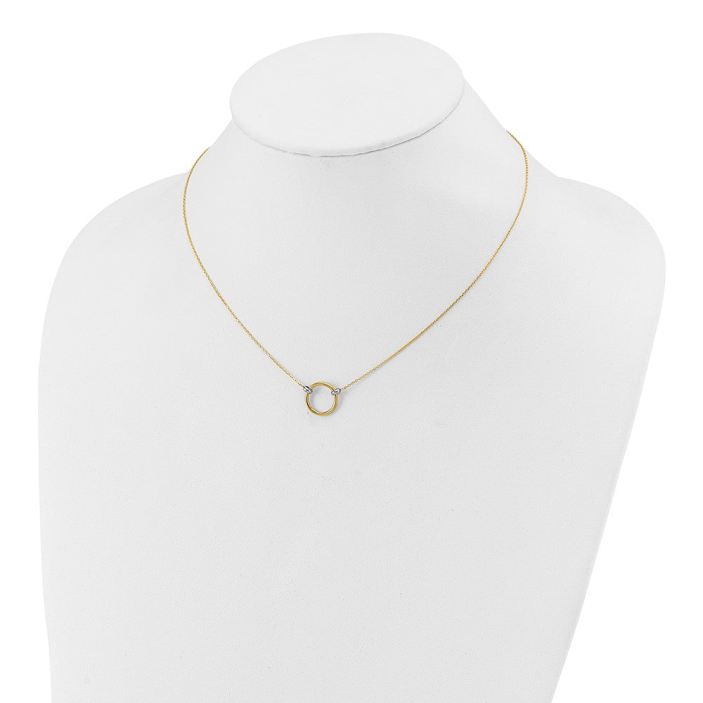 14K Gelbgold mit Rhodium Poliert Kreis Halskette