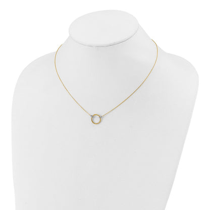 14K Gelbgold mit Rhodium Poliert Kreis Halskette