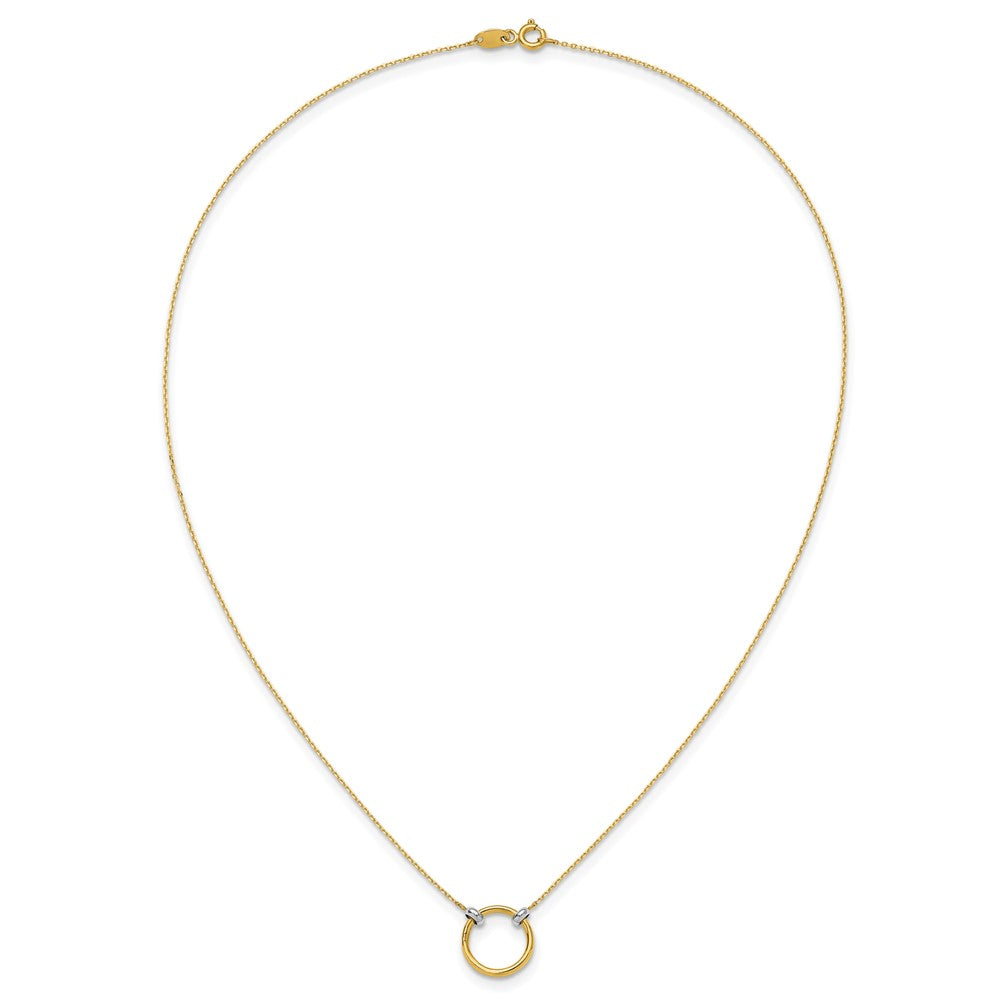 14K Gelbgold mit Rhodium Poliert Kreis Halskette
