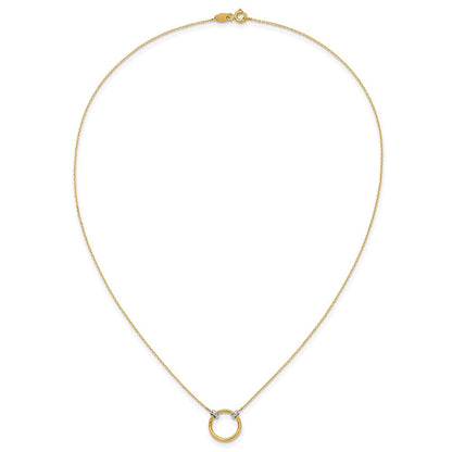 14K Gelbgold mit Rhodium Poliert Kreis Halskette