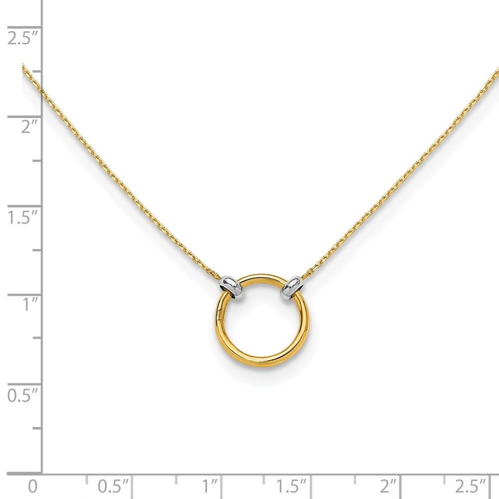 14K Gelbgold mit Rhodium Poliert Kreis Halskette