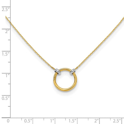 14K Gelbgold mit Rhodium Poliert Kreis Halskette