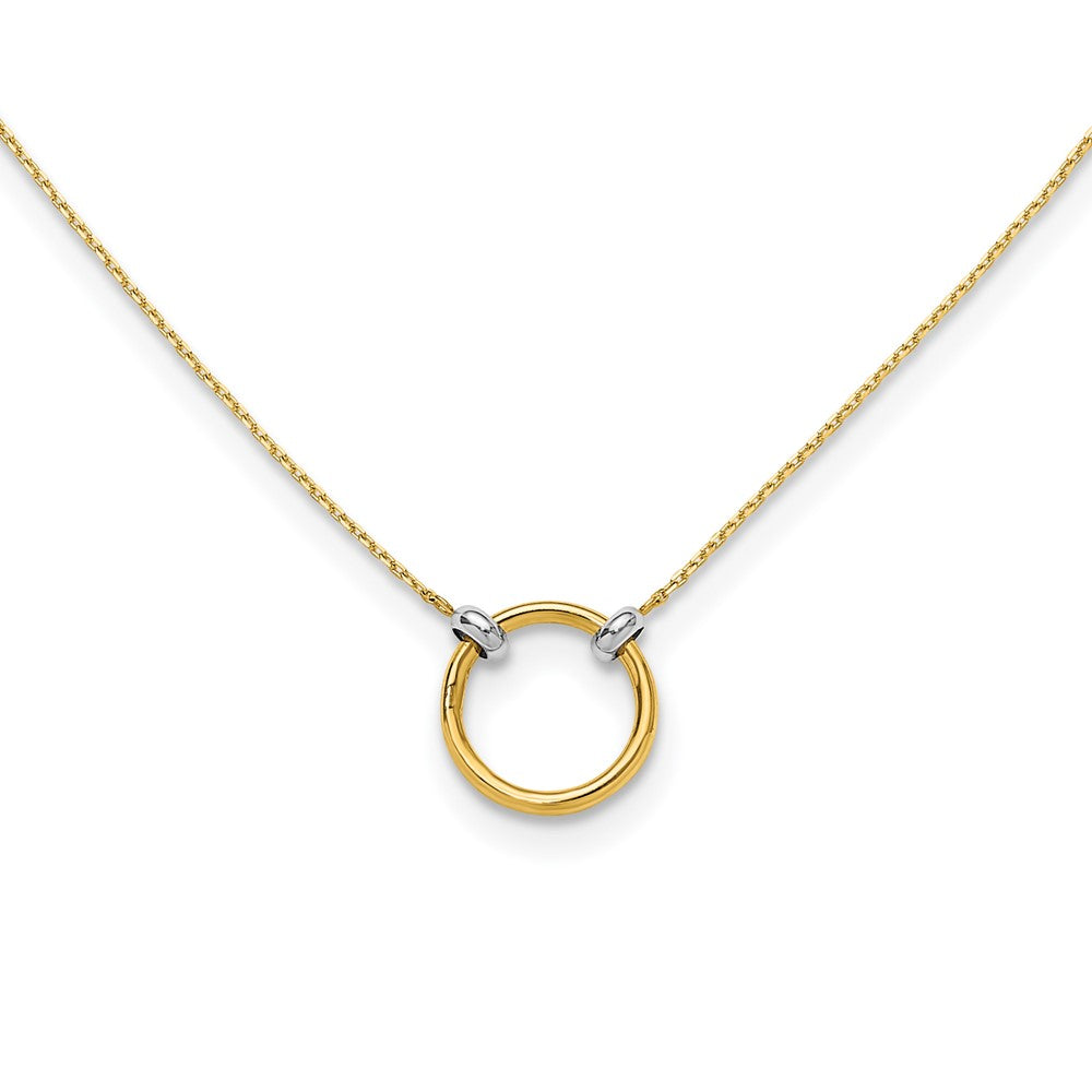 14K Gelbgold mit Rhodium Poliert Kreis Halskette