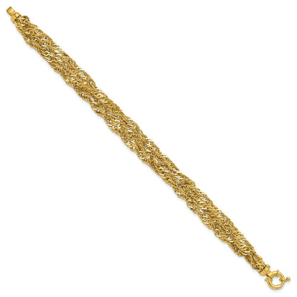 14K Gelbgold Poliert/diamantiert Multi Strang Singapurkette Armband