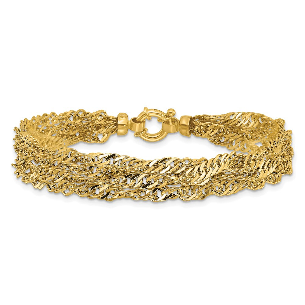 14K Gelbgold Poliert/diamantiert Multi Strang Singapurkette Armband