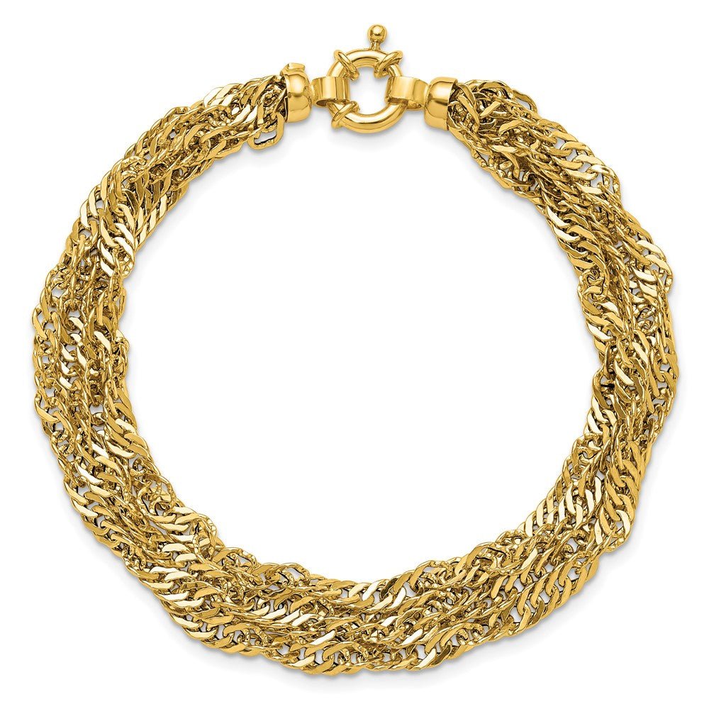 14K Gelbgold Poliert/diamantiert Multi Strang Singapurkette Armband