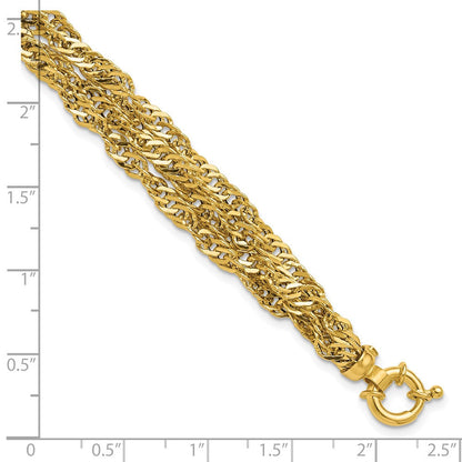 14K Gelbgold Poliert/diamantiert Multi Strang Singapurkette Armband
