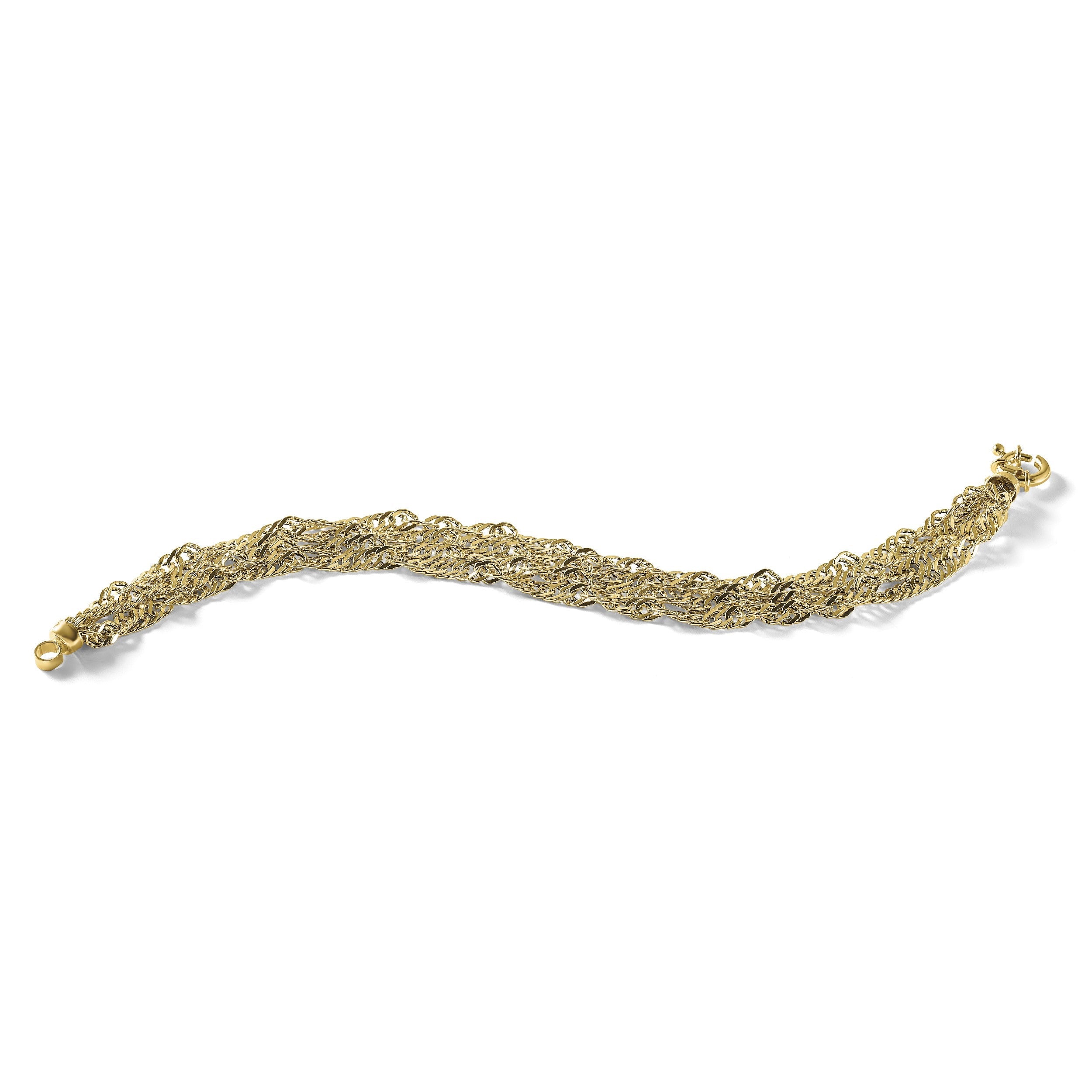 14K Gelbgold Poliert/diamantiert Multi Strang Singapurkette Armband
