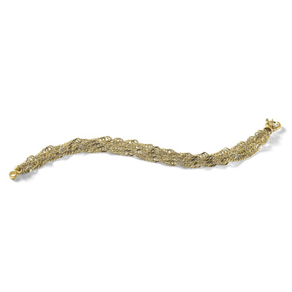 14K Gelbgold Poliert/diamantiert Multi Strang Singapurkette Armband