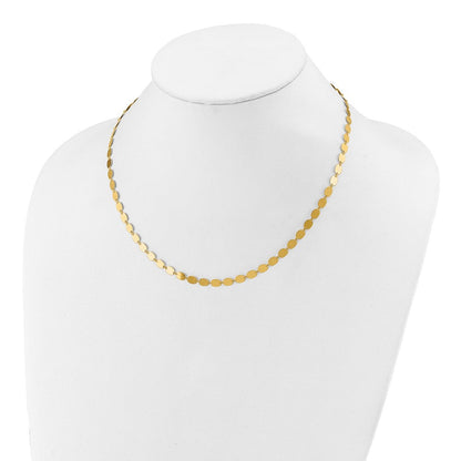 14K Gelbgold Poliert Fantasie Mirror Glieder Halskette