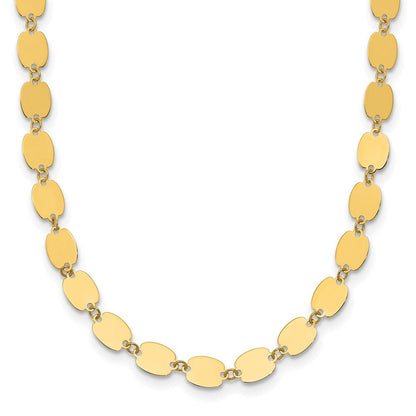14K Gelbgold Poliert Fantasie Mirror Glieder Halskette