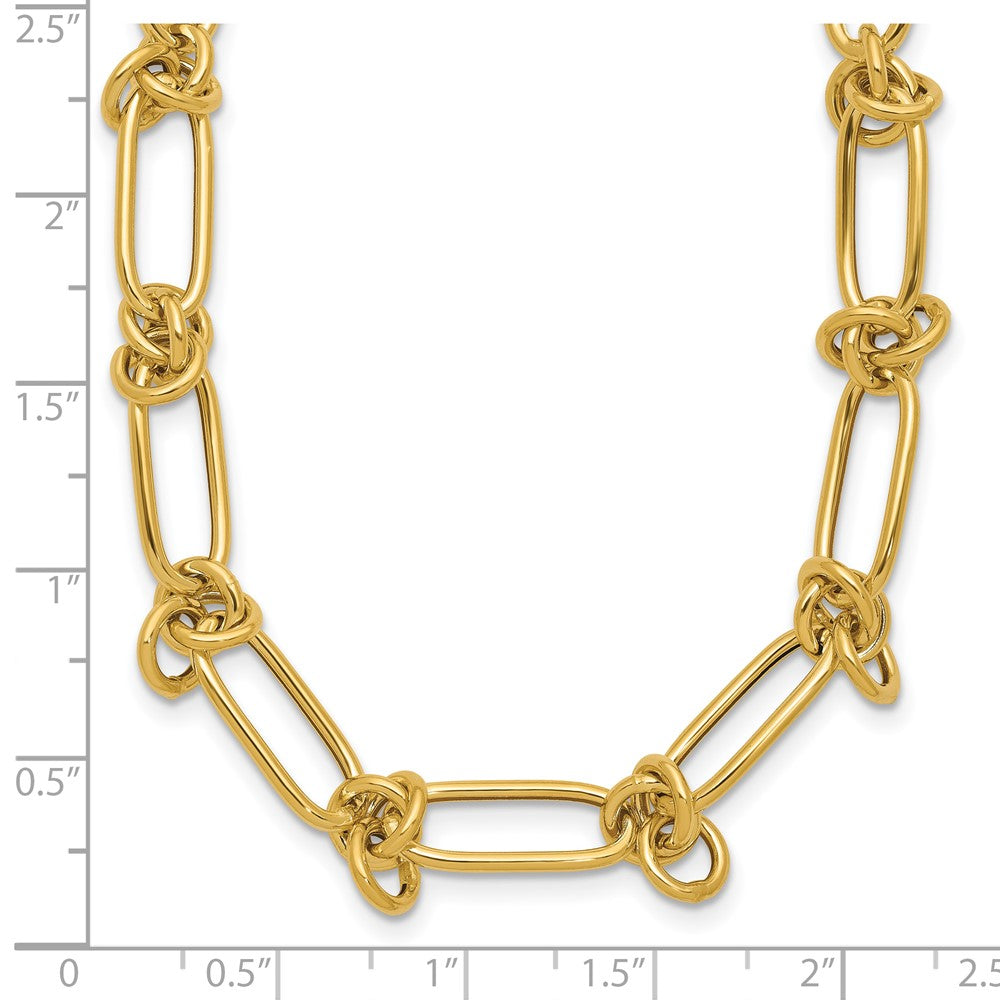 14K Gelbgold Poliert Liebe Knoten Fantasie Büroklammer Glieder Halskette