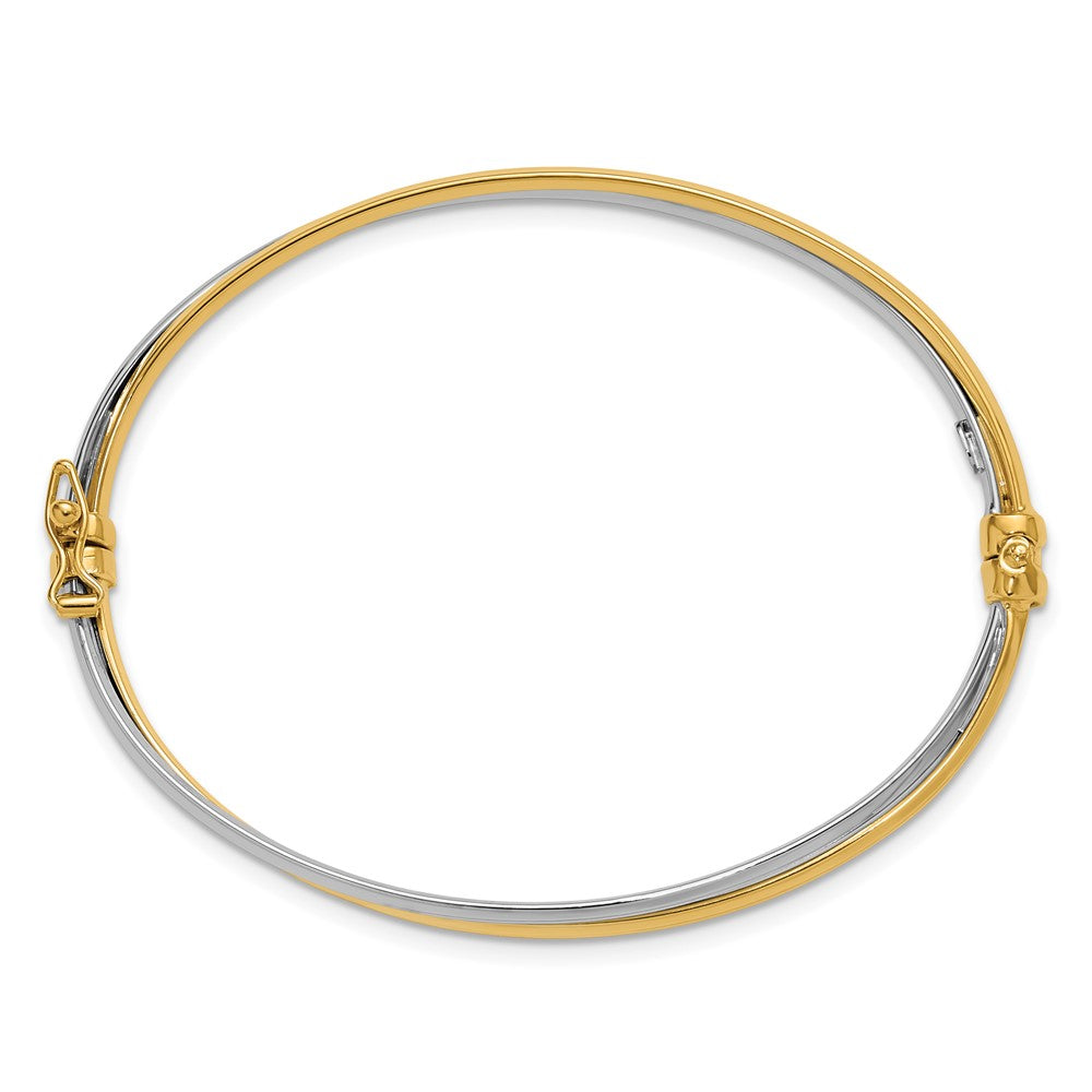 14K Bicolor mit Rhodium Poliert Gedreht Klappbar Armreif