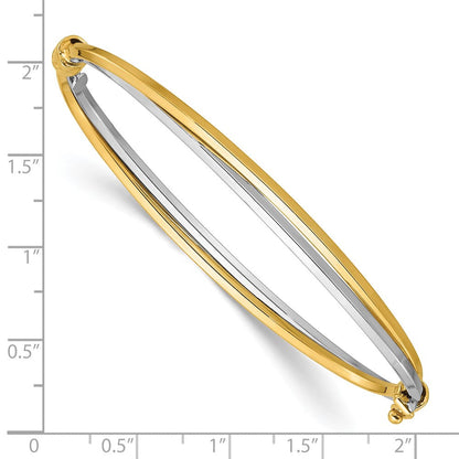 14K Bicolor mit Rhodium Poliert Gedreht Klappbar Armreif