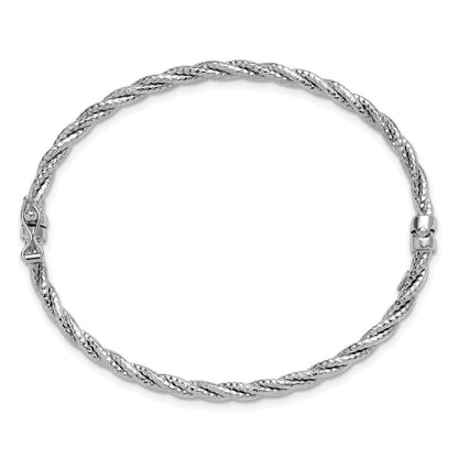 14K Weißgold mit Rhodium Poliert/diamantiert Gedreht Klappbar Armreif