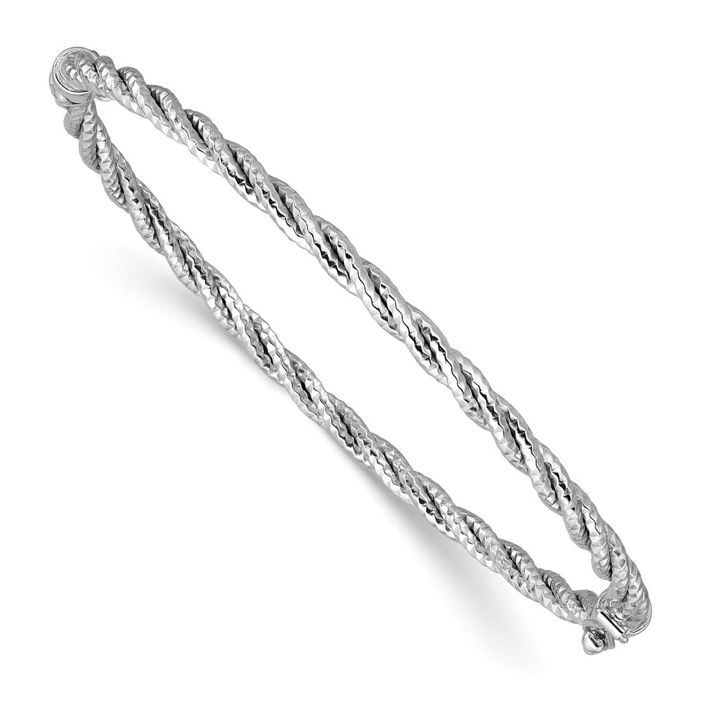 14K Weißgold mit Rhodium Poliert/diamantiert Gedreht Klappbar Armreif
