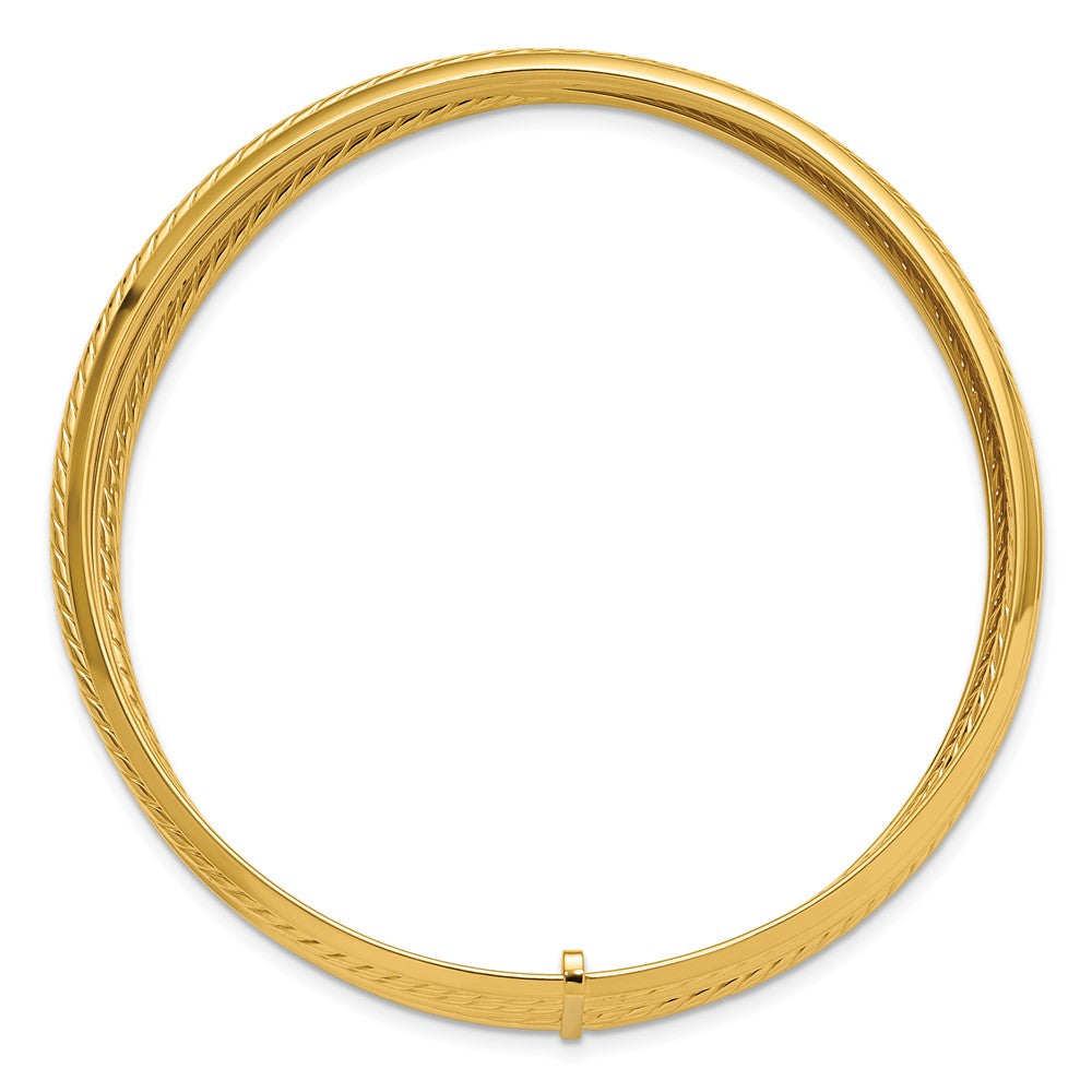 14K Gelbgold Poliert und Gedreht 7 Layer Schieber auf Armreif