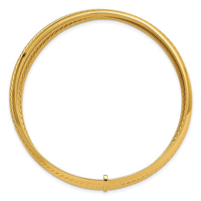 14K Gelbgold Poliert und Gedreht 7 Layer Schieber auf Armreif