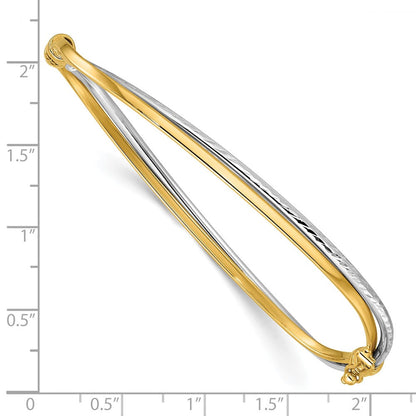 14K Bicolor Rhodium Poliert/diamantiert Gedreht Klappbar Armreif