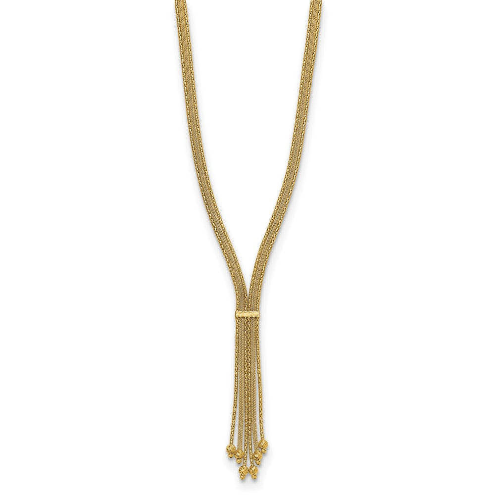 14K Gelbgold Poliert/texture/dia Schliff Fantasie Tropfen Halskette