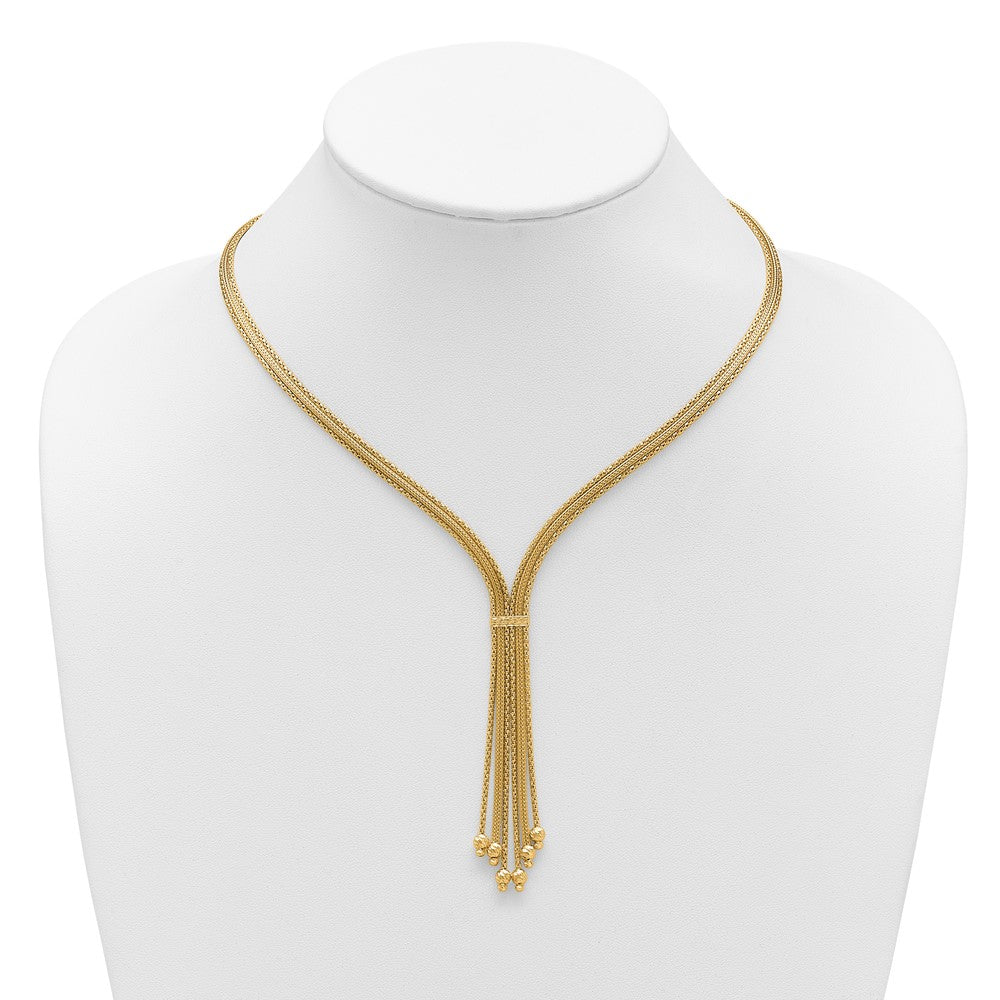 14K Gelbgold Poliert/texture/dia Schliff Fantasie Tropfen Halskette
