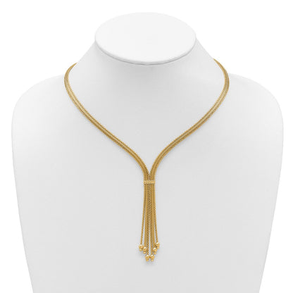 14K Gelbgold Poliert/texture/dia Schliff Fantasie Tropfen Halskette